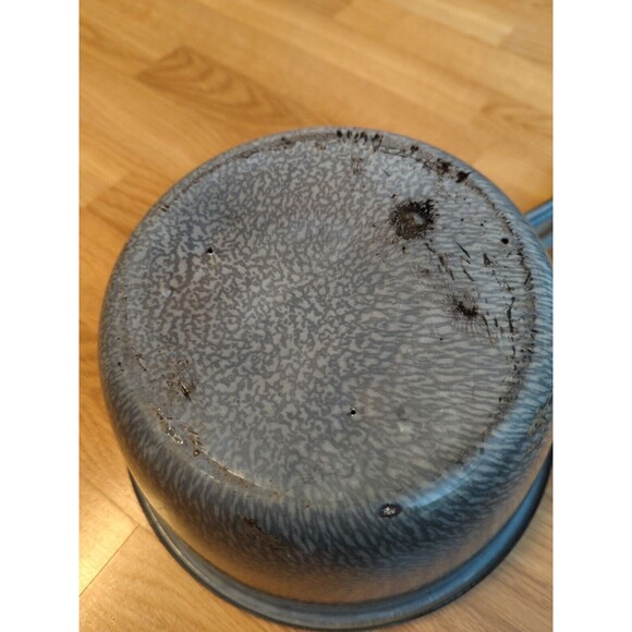 Enamelware Saucepan Pan Pot Gray Speckled Handle Gray Vintage 10" - Picture 8 of 8